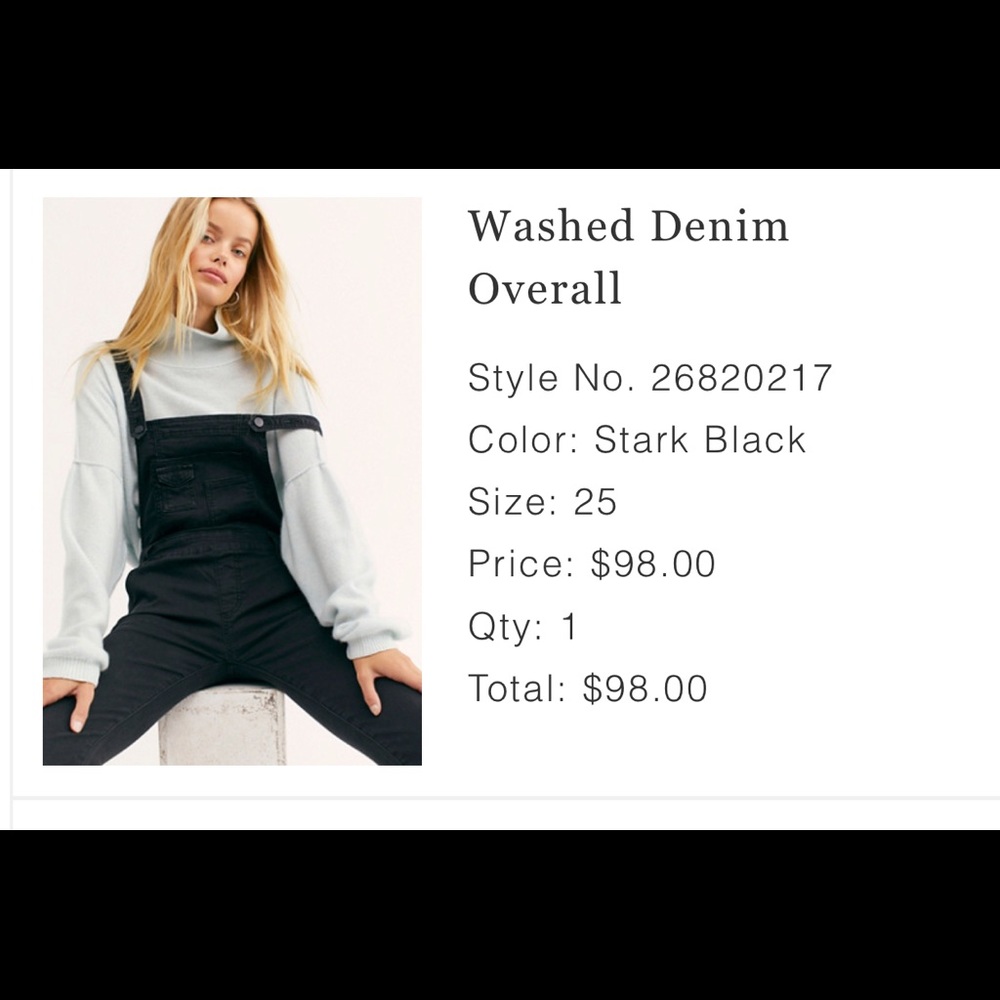 Free People Black Overalls